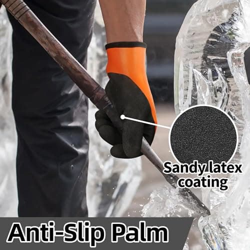 Schwer 2 Pairs 100% Waterproof Winter Work Gloves, ANSI A2 Cut Resistant Freezer Gloves for Outdoor Cold Weather Keep Hands Warm, Thermal Insulated Gloves for Shoveling Snow, Ice Fishing, L