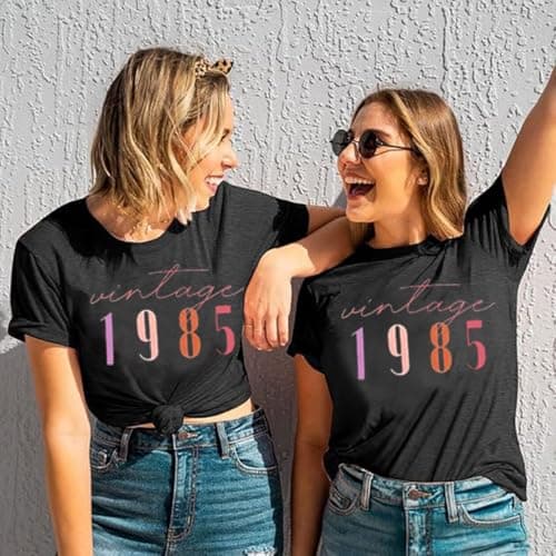 40th Birthday Gift for Women Vintage 1985 Shirt Letter Print Retro Party Tops Casual Short Sleeve Tee