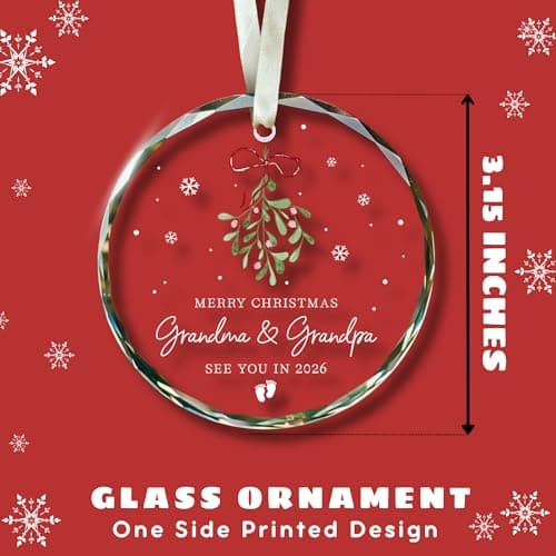 Grandparents Gifts - First Time Grandparents Gifts for Grandma Grandpa - Baby Pregnancy Announcement Ornament for New Expecting Grandma, Grandpa to Be - Glass Christmas Ornament 2026