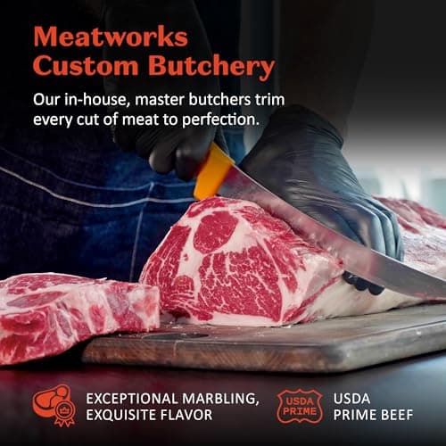 MeatWorks USDA Prime 8 Steak Assortment Box - (4 x (12 oz.) Ribeye, 2 x (12 oz.) NY Strip, 2 x (8 oz.) Filet Mignon) - Steak Gifts for Men