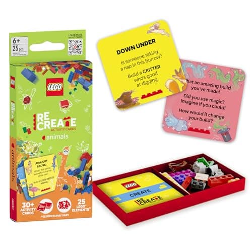LEGO Recreate Activity Cards – Animals | Creative Building Game with 30+ Activity Cards & 25 LEGO Elements | Ages 6+