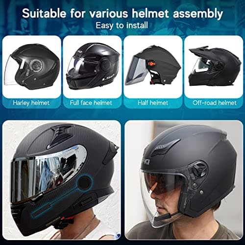 MAXTO Motorcycle Helmet Bluetooth Headset Outdoor Hands-Free Speaker Bluetooth 5.3 EDR Wireless Motorcycle Headset Automatic anwser High Sound Quality Headphone(Earpiece Thickness: 0.55 in)