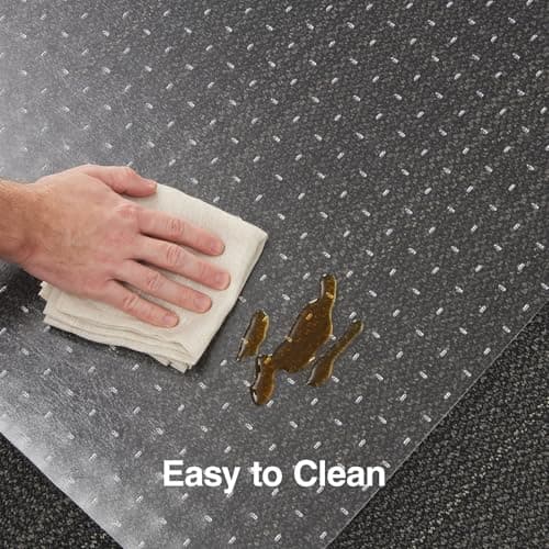 Staples Office Chair Mat, Clear Floor Mats with Lip, Flat-Pile Carpets, Extended Under-Desk Coverage, 35.5" x 47.5 Inch, Smooth Glide
