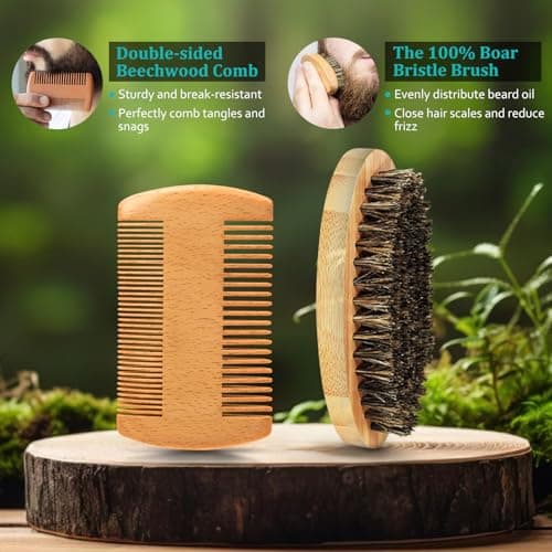 Mens Gifts - Beard Kit with Oil, Balm, Brush, Comb, Scissors, E-book, Outfits Men's Grooming Routine, Anniversary & Birthday Gifts for Men, Him, Husband, Boyfriend, Son, Male Friend, Brother, Dad