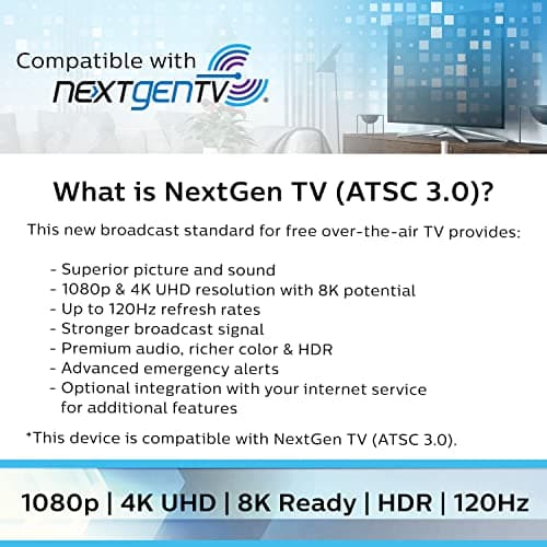Philips Rabbit Ears Black Indoor TV Antenna, Dipoles and Circular Loop, Tabletop, Digital, Smart TV Compatible, HDTV, 4K 1080P VHF UHF, 5Ft Coaxial Cable, SDV8201B/27