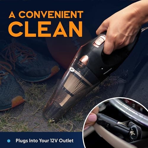 THISWORX Car Vacuum Cleaner - Portable, High Power, Handheld Vacuums w/ 3 Attachments, 16 Ft Cord & Bag - 12v, Auto Accessories Kit for Interior Detailing - Black