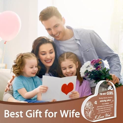 Gifts for Girlfriend, Birthday Anniversary Cute Presents for Women GF, I love you Romantic Gift Paperweights 3.9" x 3.9" Acrylic Heart Plaque, Christmas Gift for Her