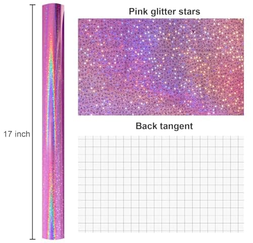 Burymento Pink Wrapping Paper Roll, Metallic Holographic Star Gift Wrap for Birthday, Valentines, Mothers day, Graduation, Wedding, Fathers day, Baby Shower, Christmas (17 IN x 32.8 FT) B0D9NFKFFC