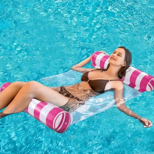 JUXIAO 5 Pack Upgrated XL Water Pool Floats, 4-in-1 (Hammock, Saddle, Lounge Chair, Drifter) Multi-Purpose Water Pool Float, Non-Stick PVC Material