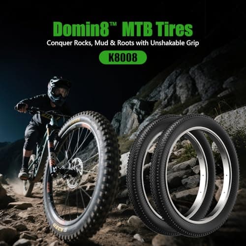 Mountain Bike Tires 24/26x1.95 Inch 2-Pack - Wear-Resistant Foldable Hybrid Tires with 2 Inner Tubes & Levers, Aggressive Tread for Trail, Commuter, Off-Road (24/26x1.95-30TPI)