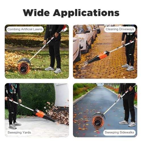 2-Stroke 1700W Gas Power Snow Sweeping Broom,52cc Handheld Broom Walk Behind Sweeper,Single Cylinder Outdoor Hand Held Sweepers w/hairdryer,Cleaning Driveway Turf Lawns Power Brush Cleaner Tools