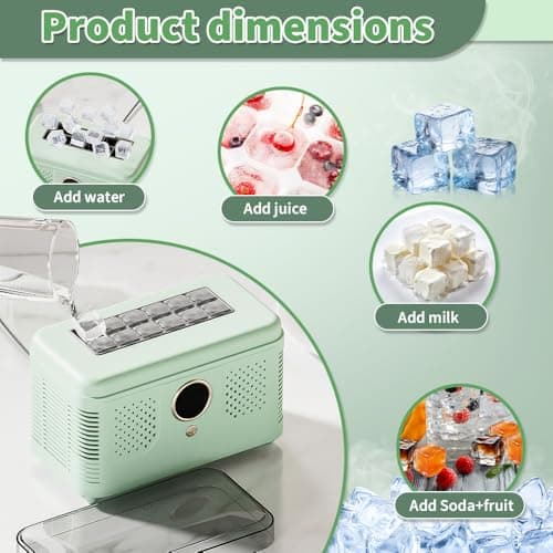 Portable Ice Maker, Fast Ice Making, Quiet, Energy-Efficient, with Ice-Cubes Detachment Rack and Removable Top Cover, Ice Makers Countertop for Home, Office, Parties, Camping, Travel