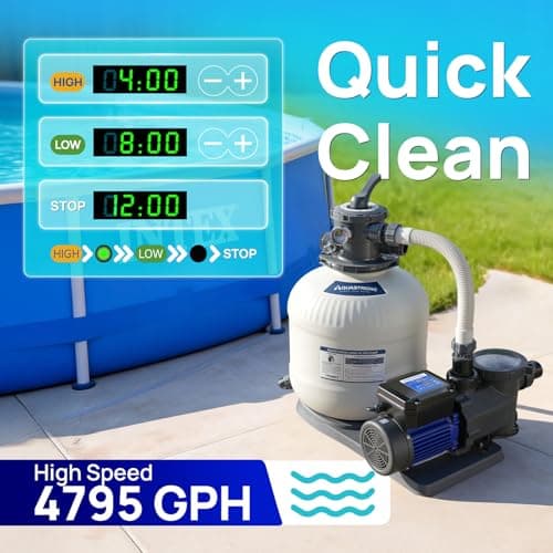 Aquastrong In/Above Ground Pool Pump Dual Speed with Timer High Flow Self Primming Swimming Pool Pump,Black