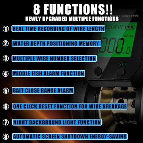 SAMOLLA Smart Digital Line Counter Fishing Reels Saltwater Baitcaster Reels Multi-Function 22Lb/35Lb Max Drag