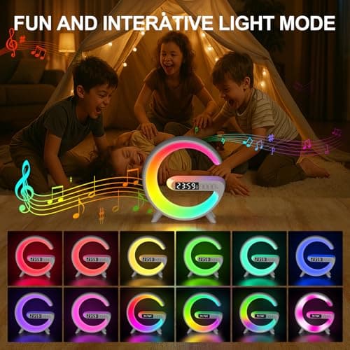 Kangtaixin Wake Up Light Alarm Clock for Kids, LED Table Bedsides Lamp with Sunrise Simulation, Sleep Aid, Snooze, Bluetooth Speaker, Night Light for Bedroom Decor, Birthday, Christmas Gift