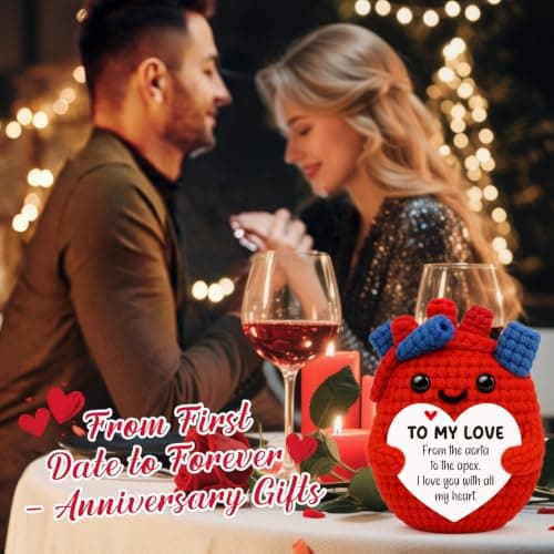 Crochet Heat Christmas Valentines Day Stocking Stuff Gifts for Girlfriend,Wedding Romantic Long-Distance I Love You Gifts for Girlfriend Gf,Anniversary Birthday Gifts for Girlfriend