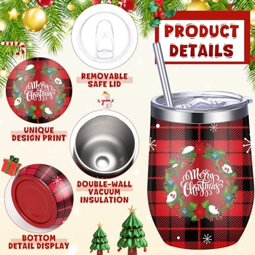 12oz Stainless Steel Coffee Mug, Christmas Cup with Lid and Straw, Pen Card Gift Bag Set, for Colleague Coworker Party Supply Patelai 30 Pcs 2026 Christmas Tumbler Gift Set for Employees B0FN44WP6G