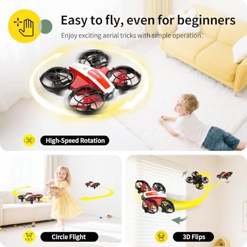Holy Stone Mini FPV Drone with 1080P HD Camera for Kids & Beginners, RC Nano Quadcopter with Optical Flow Hover, Gesture Control, 3D Flips, 3 Batteries, Great Gift Toy for Boys and Girls, HS210Pro Red