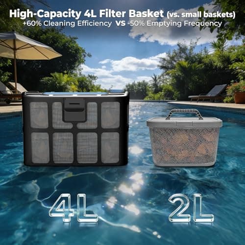 Cordless Robotic Pool Cleaner, 5,000 GPH with 150μm Filter, Floor/Wall/Waterline Cleaning, Smart Zigzag Navigation, 5,200mAh Battery, App-Controlled Presets for Inground & Above Ground Pools