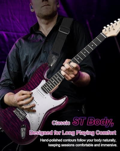UST-200 Beginner Electric Guitar Kit HSS Pickup, Versatile 5-Way Switch for Clean to High-Gain Tone, Full-Size ST Style Guitar for Starter & Intermediate Players, Gig Bag, Digital Tuner Purple