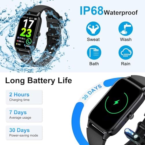 Smart Watch for Men Women(Answer/Make Call), 2025 Fitness Activity Tracker 1.57” Smartwatch with Heart Rate/Sleep Monitor/Pedometer/Calories/110+ Sports, IP68 Waterproof Fitness Watch for Android iOS