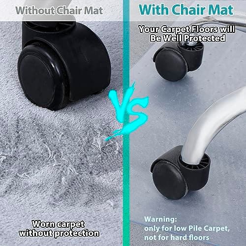 SUPER DEAL Upgraded 48" X 36" Office Chair Mat for Carpet Floor, Non-Slip Under Desk Carpeted Floor Protector, Heavy Duty Clear Plastic Carpet with Lip for Home Office Gaming Chair