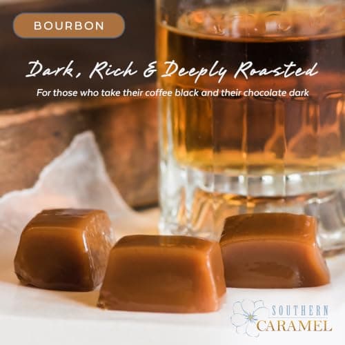 Soft Buttery Gourmet Caramel Candy Infused with Smooth, Top-Shelf Bourbon, Gluten Free, No Corn Syrup, Gift Ready Pieces Southern Caramel Bourbon Caramels, Handcrafted, 4 oz (Pack of 1) B0F3JVKW34