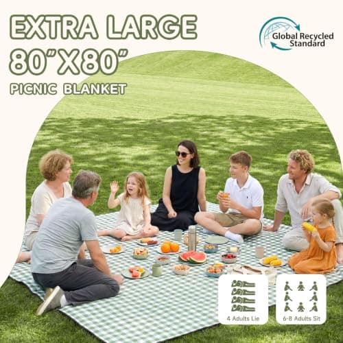 Genovega Waterproof Picnic Blanket Beach Outdoor Camping Mat Rug Extra Large Foldable Cute Big Travel Essential Accessories Gift Park Patio Lawn Garden Grass Play Music Festival Concert Must Have B0FC2HQHQ4