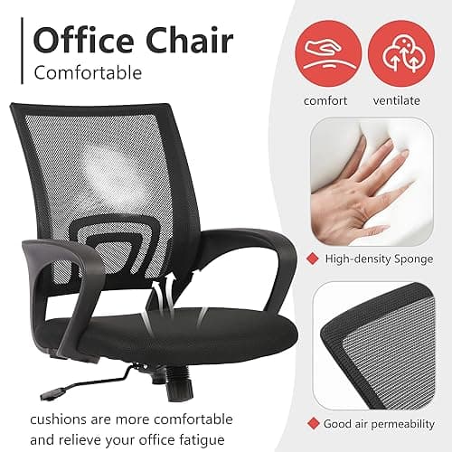 PayLessHere Office Computer Chair Ergonomic Cheap Desk Chair Adjustable Comfortable Mid Back Task Rolling Swivel with Lumbar Support for Home Office (Pack of 1, Black)