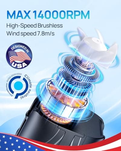 Portable Personal Waist Fan& Neck Fan, 14000RPM Brushless Motor, 40H Runtime Rechargeable, 6-Speed Quiet Operation, Clip-On Personal Body Cooling for Camping/Worksites/Outdoor B0DYNQ67CC