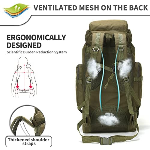 King'sGuard 70L Camping Hiking Backpack for Men Women Large Military Tactical Backpack Molle Rucksack Backpack for Outdoor