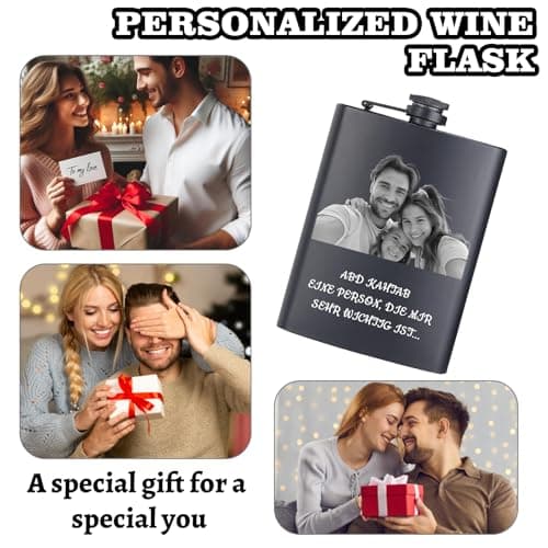 Customized Liquor Flask Gifts for Grandpa Men Him Dad Husband Fathers Day Christmas Groomsman Custom Flask for Men Personalized Engraved Hip Flasks with Photo Text 8 Oz B0FGJRKCB3