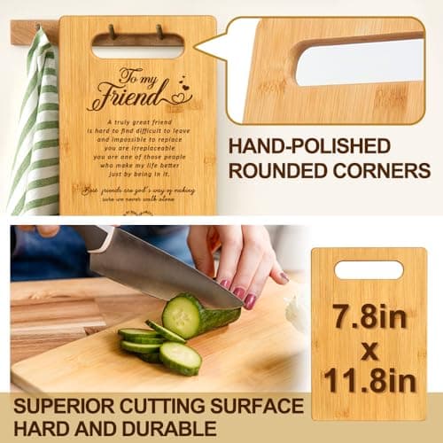 Best Friendship Birthday Gifts for Women Thank You Gifts for BFF Best Friend Kitchen Decoration Gifts for Bestie, Bamboo cutting board for Friend Christmas Gifts, Inspirational Quote Gifts from friend