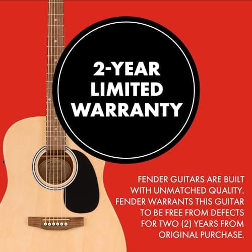 Fender FA-25CE Dreadnought Acoustic Electric Guitar, Beginner Guitar, with 2-Year Warranty, Includes Built-in Tuner and On-Board Volume and Tone Controls, Comes with Free Lessons, Natural