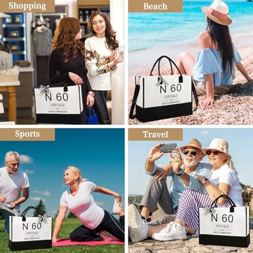 Birthday Gifts for Women Canvas Tote Bag, Unique Gifts for Wife Mom Friends Her, Vintage Handbag Cosmetic Bag Poster