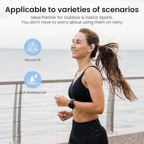 Open Ear Earbuds wireless bluetooth Headphones 5.4 Sports with Smart Digital Display,Clear Calls,50H Playtime,IPX4 Waterproof,Lightweight Over Ear Buds Design for Cycling, Running, Workout(Beige)