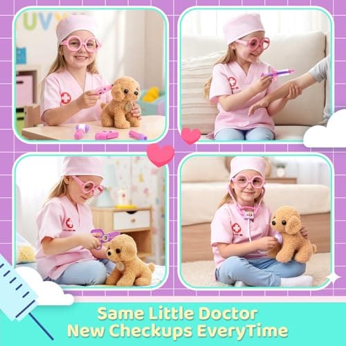 A gift for girls birthday Christmas, Encourages caring role play, builds confidence, stays neatly organized Meland Doctor Kit with Puppy for Girls, Pretend Play Toy Gift for Ages 3–6 B09PD6YWF1