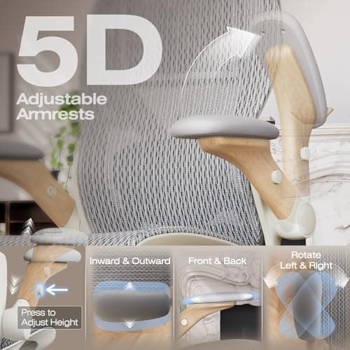 ELABEST X100 Ergonomic Office Chair with Footrest, Big and Tall Home Desk Chair with 5D Flip-Up Arms, Adjustable 3D Lumbar Support,High Back Rolling Computer Chair, Swivel Mesh Chairs (Foggy Morning)