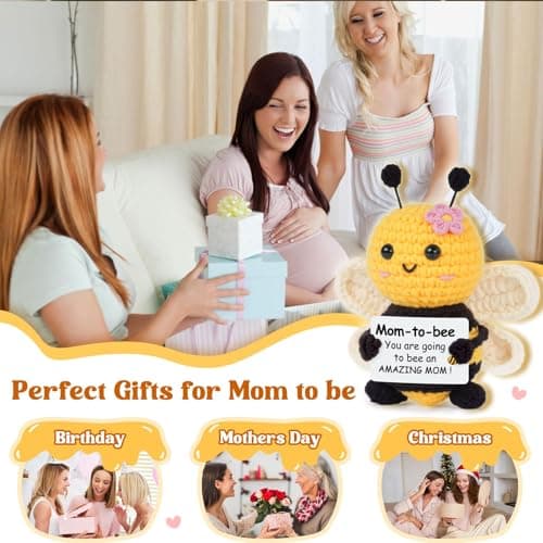 Mom to Be Gifts, Pregnancy Gifts for Expecting Mom, First Time Moms, Wife, Friend, Sister, Mommy to Be Gift, Gift for Pregnant Women, Cute Handmade Crochet Bee Support Present B0F99T7Q2R