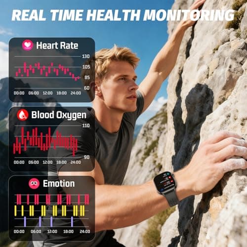 uaue GPS Smart Watch for Men, Fitness Tracker with 178+ Sports Modes, Fitness Watch with 2.06" AMOLED Touchscreen, Heart Rate/Sleep Monitor, IP68 Waterproof, Notifications for Android iOS