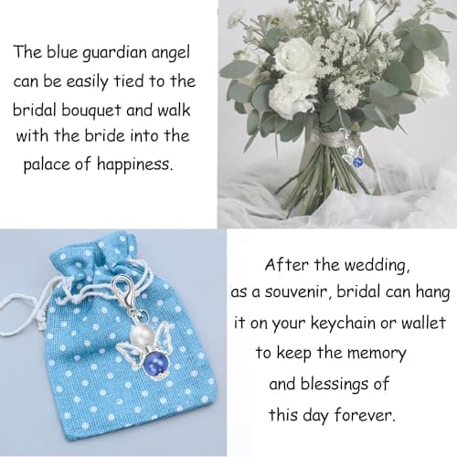 MKISHINE Something Blue for Bride Gift for Bride from Maid of Honor Best Friend Wedding Gift to Bride from Bridesmaid Bridal Blue Handkerchief, Something Blue Angel Gift, Bridal Shower Gift