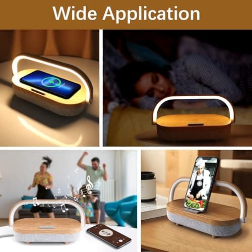 Nightstand Lamp with Wireless Charger,4 in 1 Touch Bedside Lamp Bluetooth Speaker,Portable Dimmable LED Night Light,Corporate Gifts Premium for Employees Clients,Birthday Gifts Women Wife Friend B0FJ1H1KCY