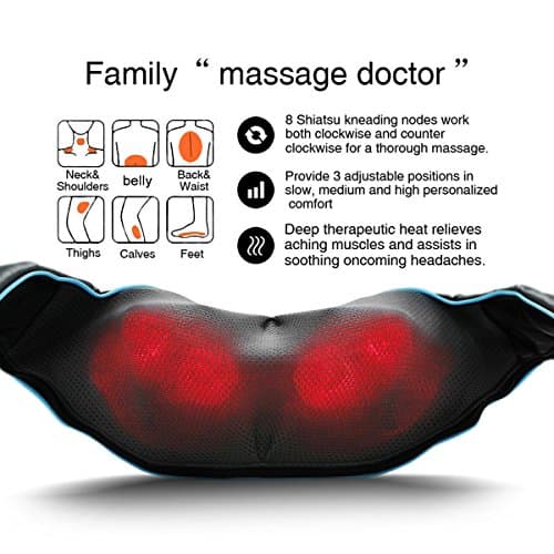 Mo Cuishle Shiatsu Back Shoulder and Neck Massager with Heat, Electric Deep Tissue 4D Kneading Massage, Best Gifts for Women Men Mom Dad, Fathers Day, Mothers Day, Christmas Gifts