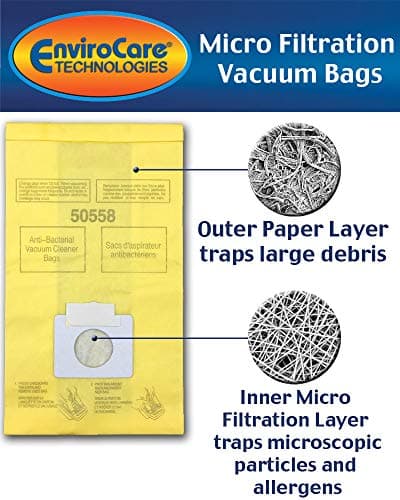Envirocare Replacement Vacuum Bags Compatible with Kenmore Canister Type C/Q. 5055, 50557 and 50558 Panasonic Type C-5 Vacuums,15 pack