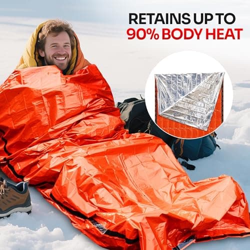 Emergency Sleeping Bag for Survival Gear and Supplies Life Bivy Sack Waterproof Mylar Emergency Blankets for Survival Kit Car Camping Gear Hiking Tac Bivvy Go Bags Supplies Sleep Sacks Shelter