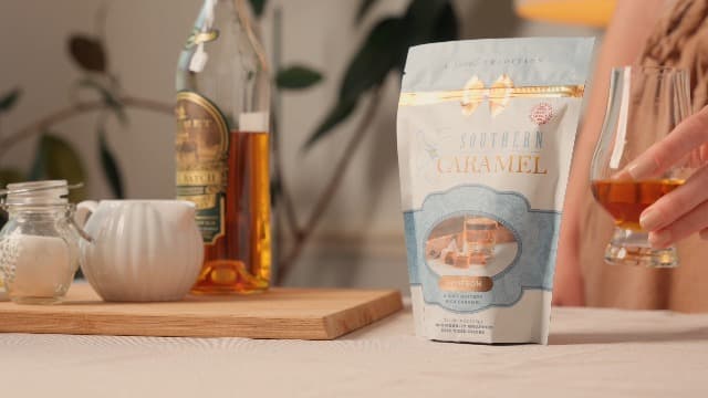 Soft Buttery Gourmet Caramel Candy Infused with Smooth, Top-Shelf Bourbon, Gluten Free, No Corn Syrup, Gift Ready Pieces Southern Caramel Bourbon Caramels, Handcrafted, 4 oz (Pack of 1) B0F3JVKW34