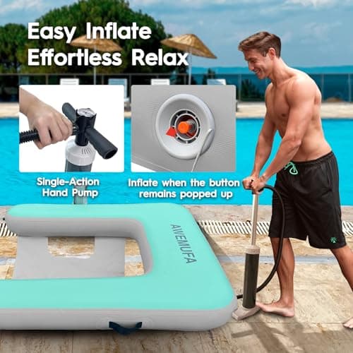 AWEMUFA Inflatable Chair for Lakes, Inflatable Floating Chair Floating Pool Lounger Float Adult, Heavy Duty Lake Floats Outside Tanning Pool Hangout Armrest Floaties