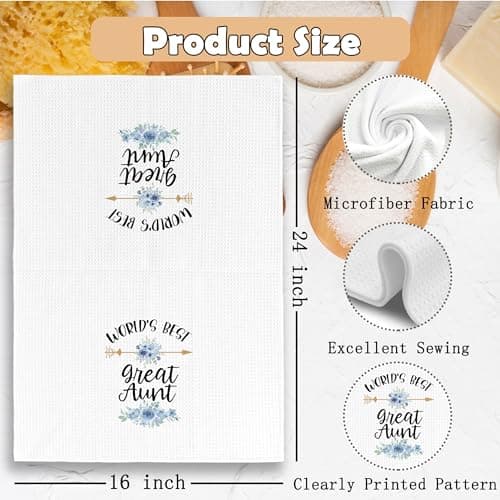 Great Aunt Gifts Kitchen Towels, Aunt Gifts from Niece Dish Towel Dishcloth 16x24 Inches, Auntie Appreciation Gift Decorative Absorbent Hand Tea Towels Decor