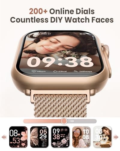 Smart Watch for Android/iPhone, 5ATM Fitness Watches for Women with 110+ Sports Modes, Bluetooth Calls/Messages/App Notifications, Health Monitor Blood Pressure/Heart Rate/SpO2/Sleep, Gifts for Women