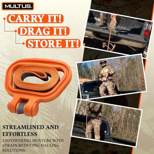 MULTUS Deer Drag Rope & Strap - Heavy Duty Deer Puller for Hunting - Unique Gifts for Hunters, Dad, Men Who Have Everything - Hunting Essentials & Accessories